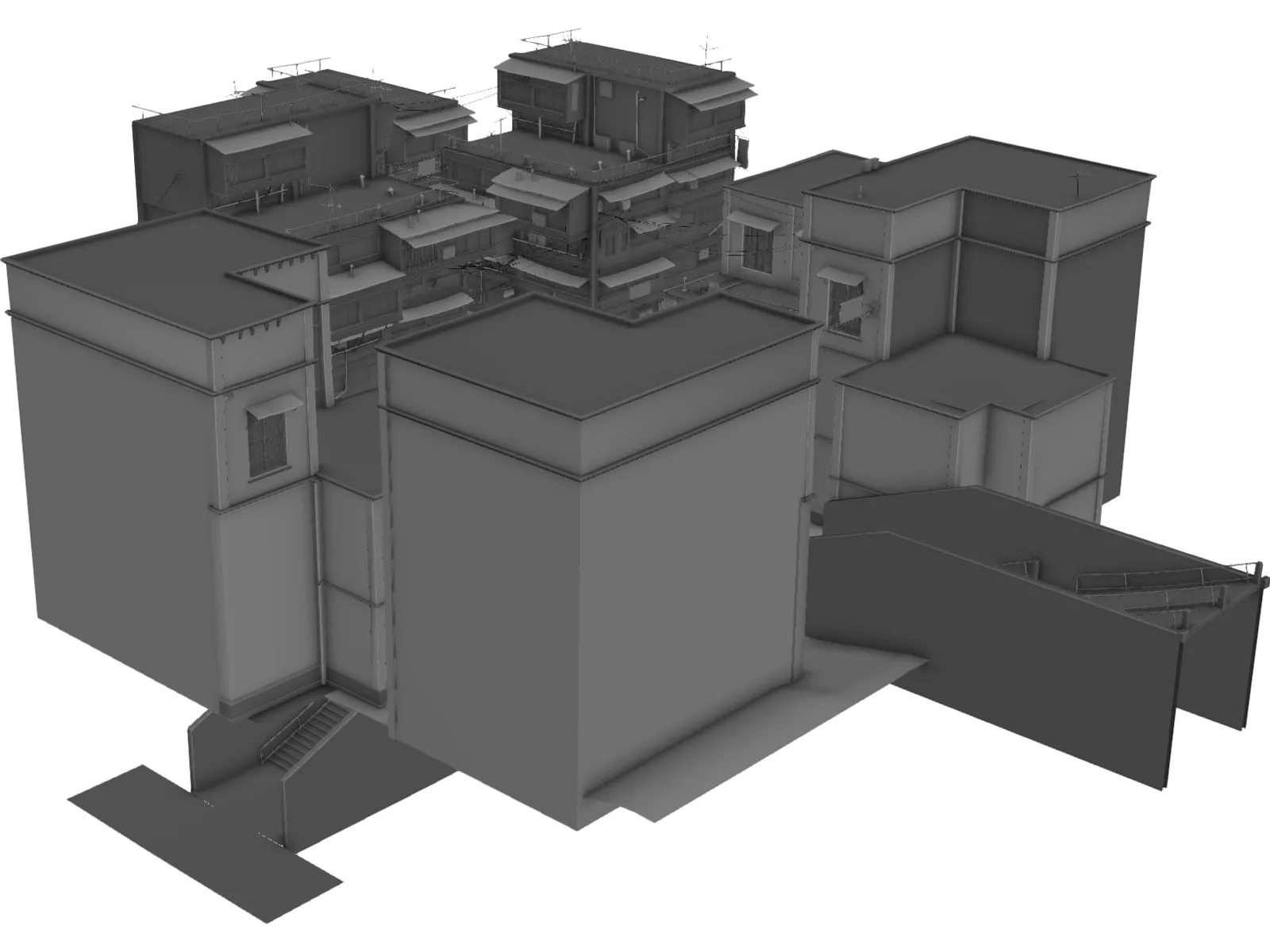 Old Chinese Buildings 3D Model main preview