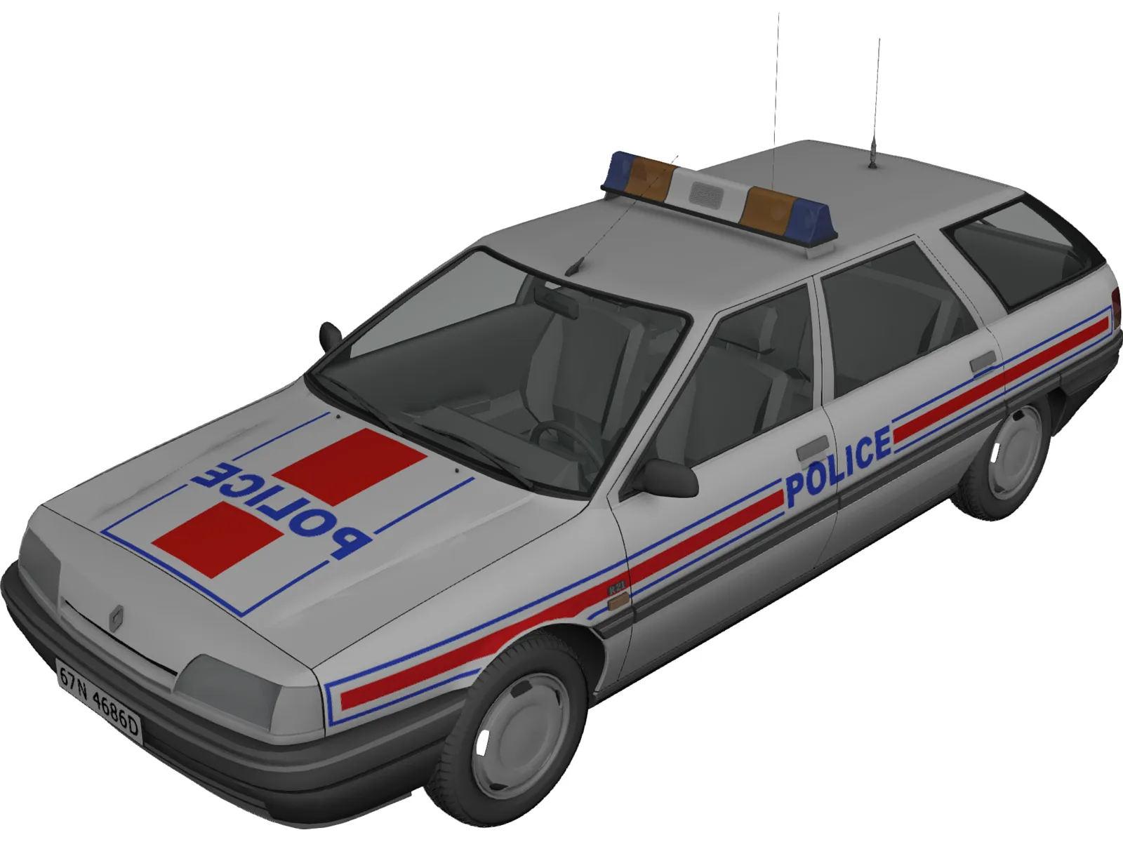 Renault 21 Nevada Police 3D Model main preview