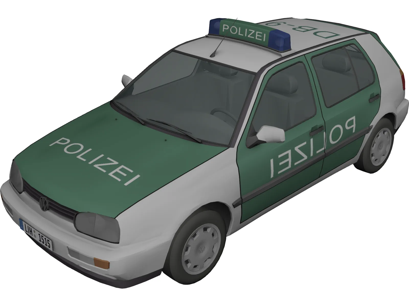 Volkswagen Golf III Polizei 3D Model main preview