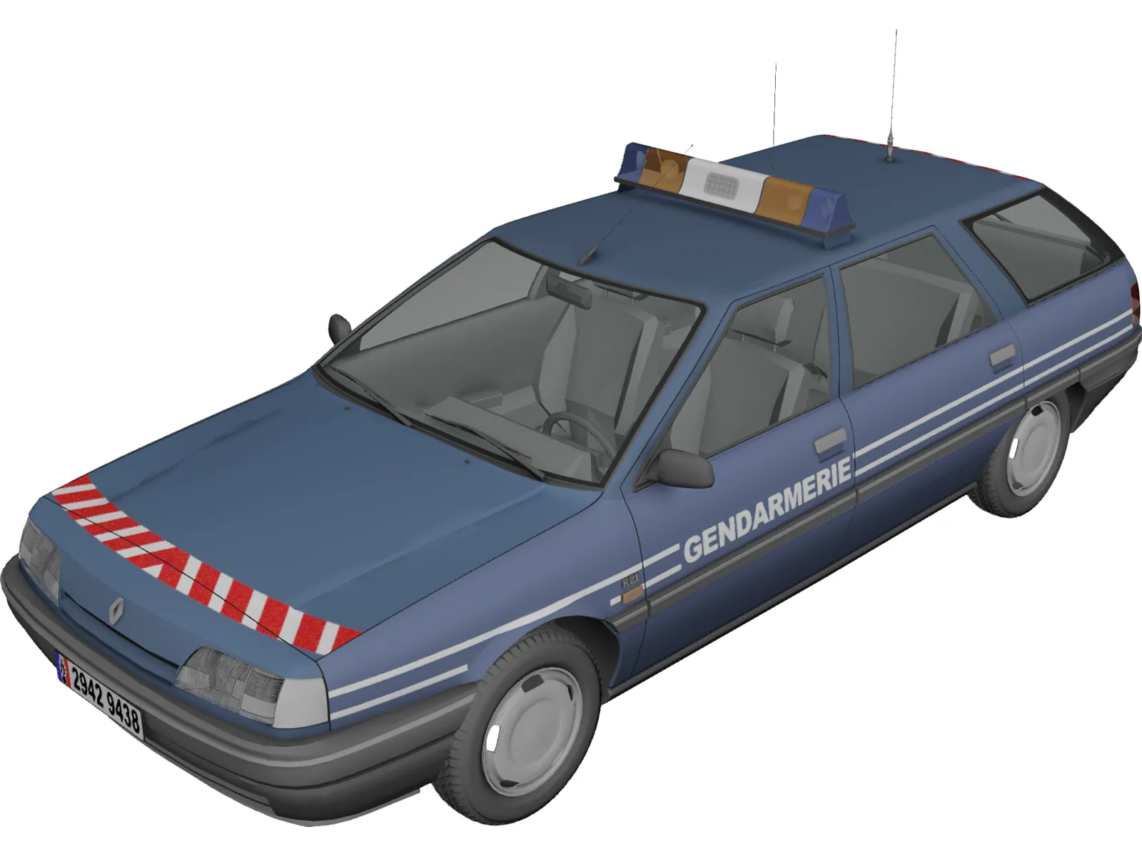 Renault 21 Nevada Gendarmerie 3D Model main preview