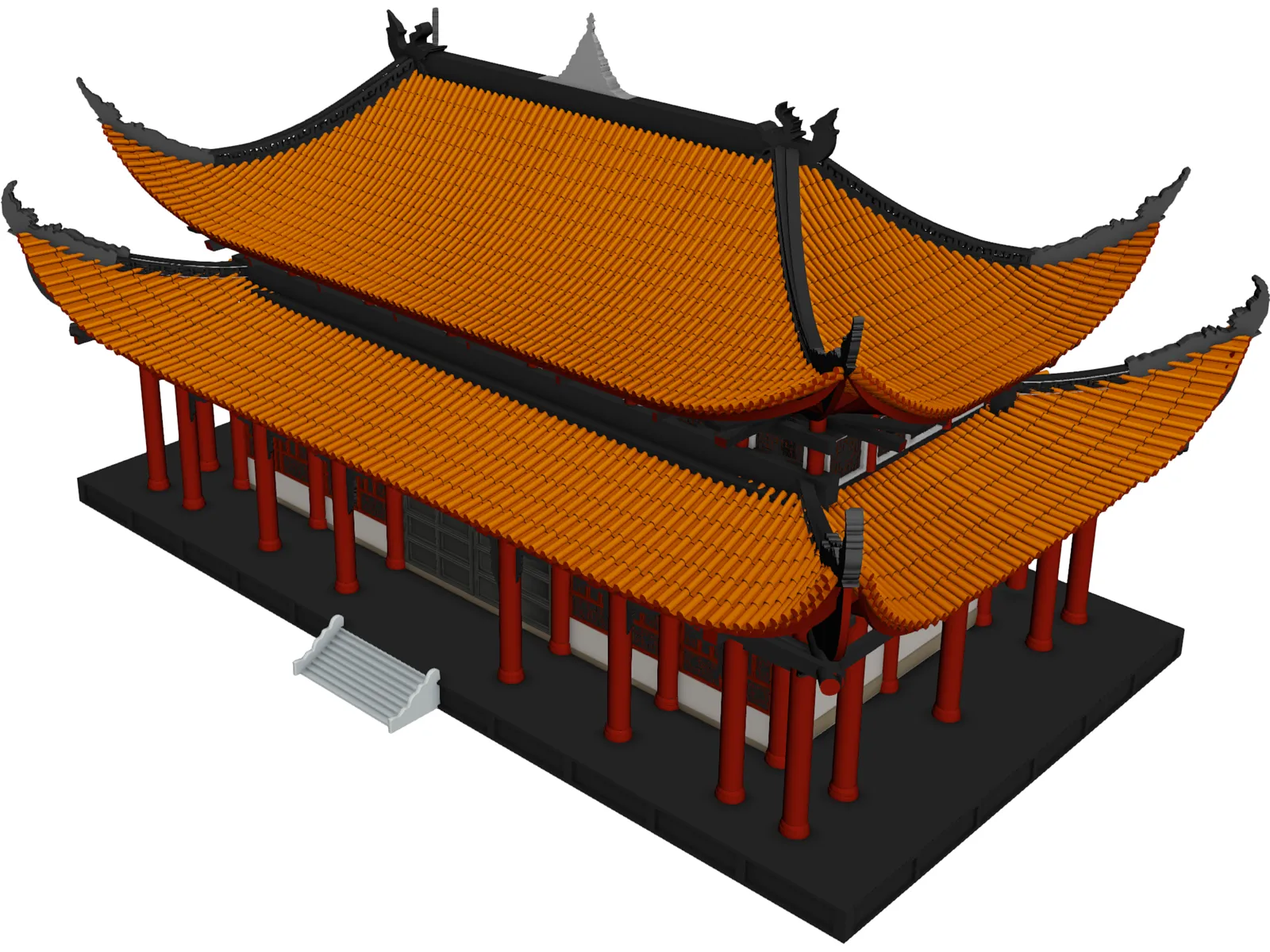 Attic Chinese Building 3D Model main preview