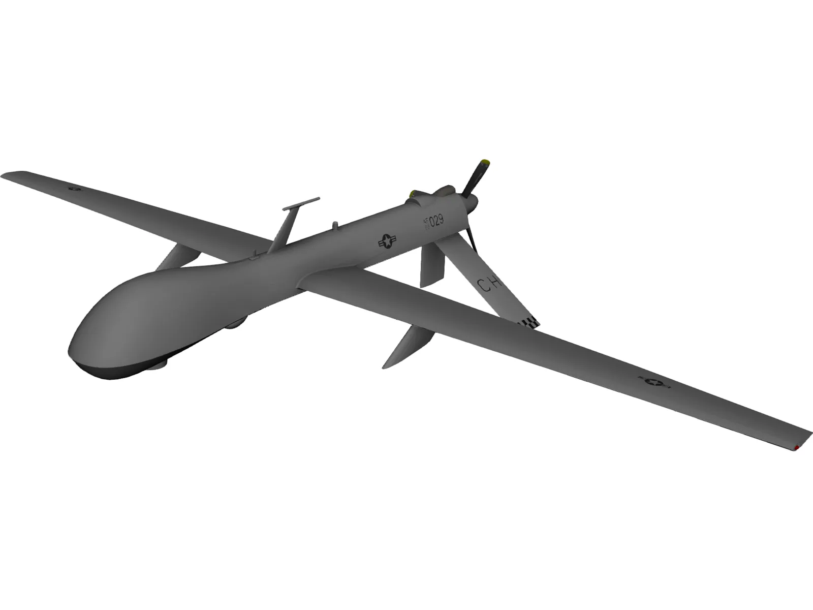 General Atomics MQ-1 Predator UAV Drone 3D Model main preview