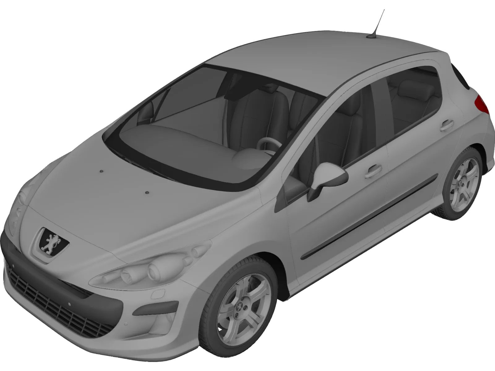 Peugeot 308 (2008) 3D Model main preview