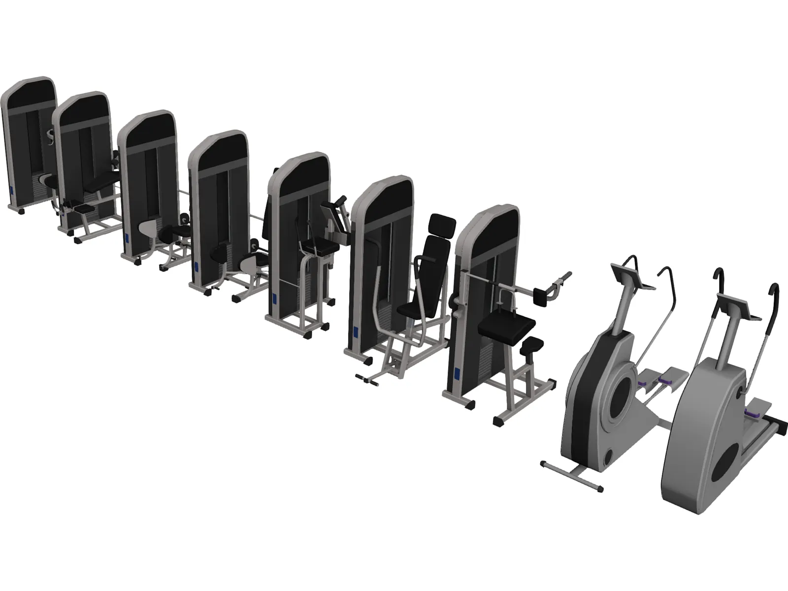 Fitness Equipment Collection 3D Model main preview