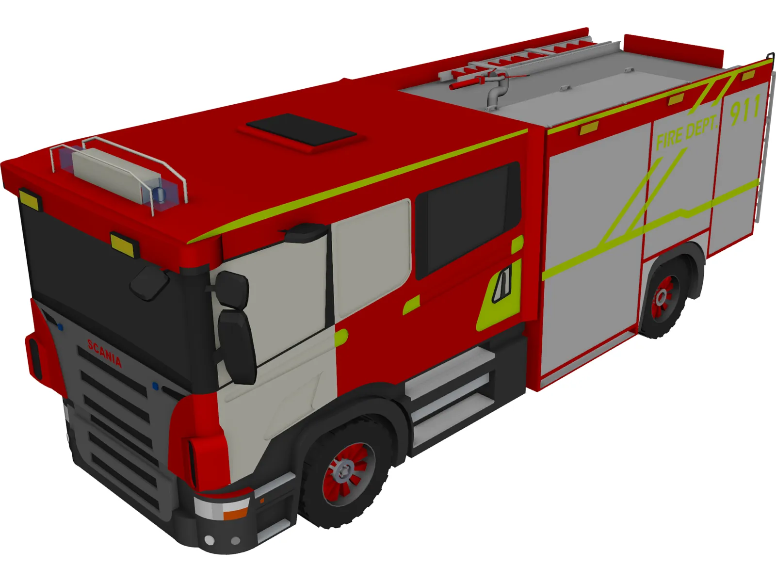 Scania Fire Truck 3D Model main preview