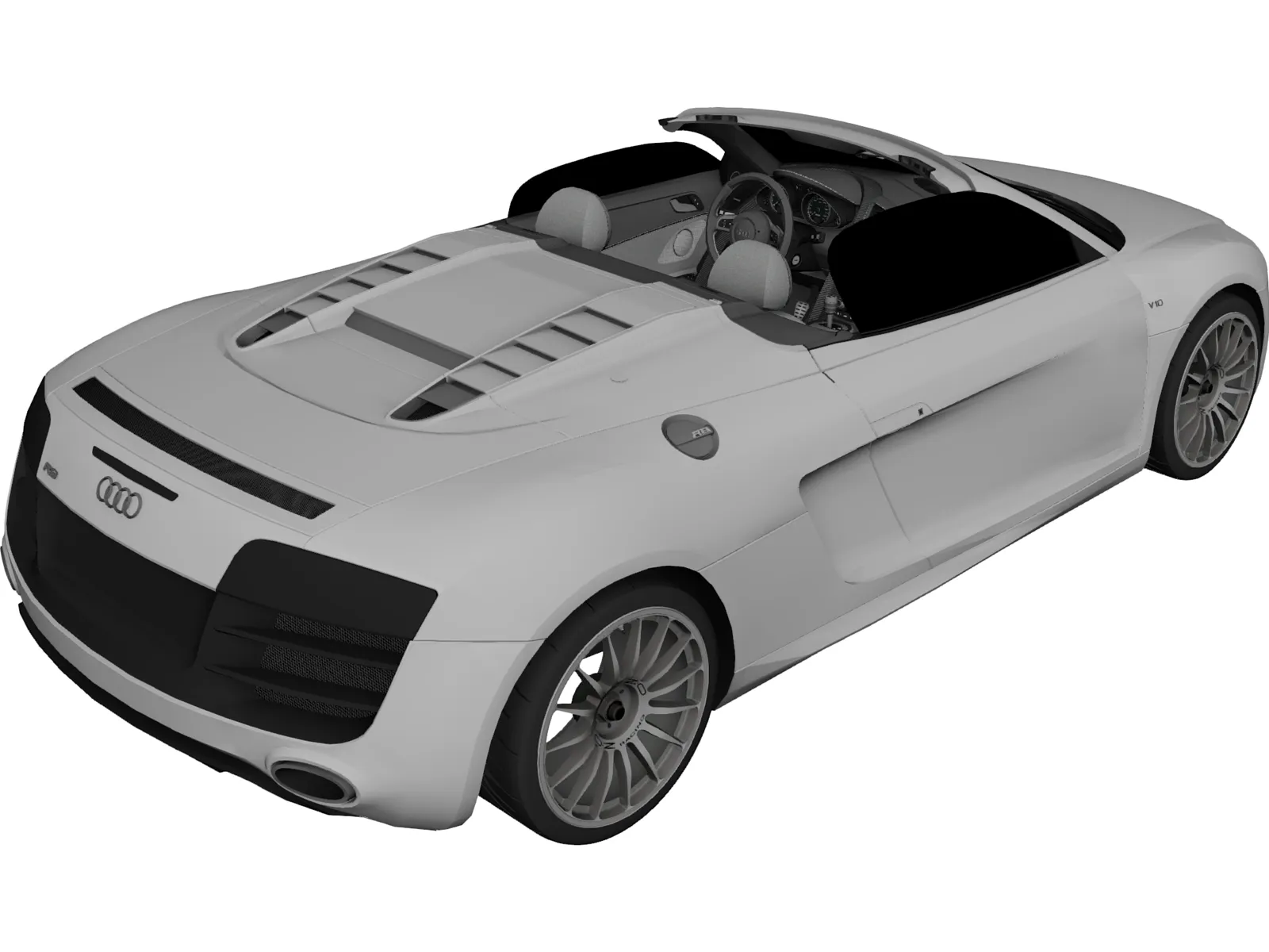 Audi R8 5.2 FSI Spider 3D Model main preview