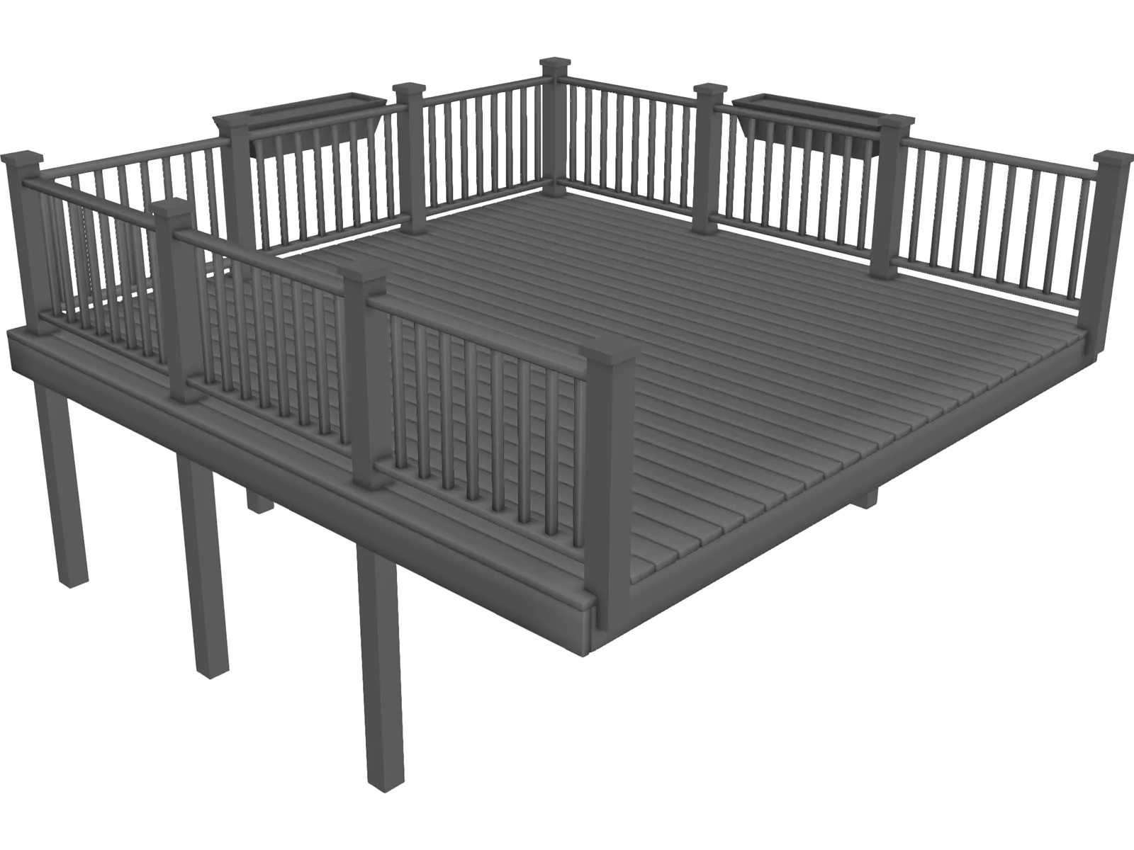 Wooden Deck 3D Model main preview