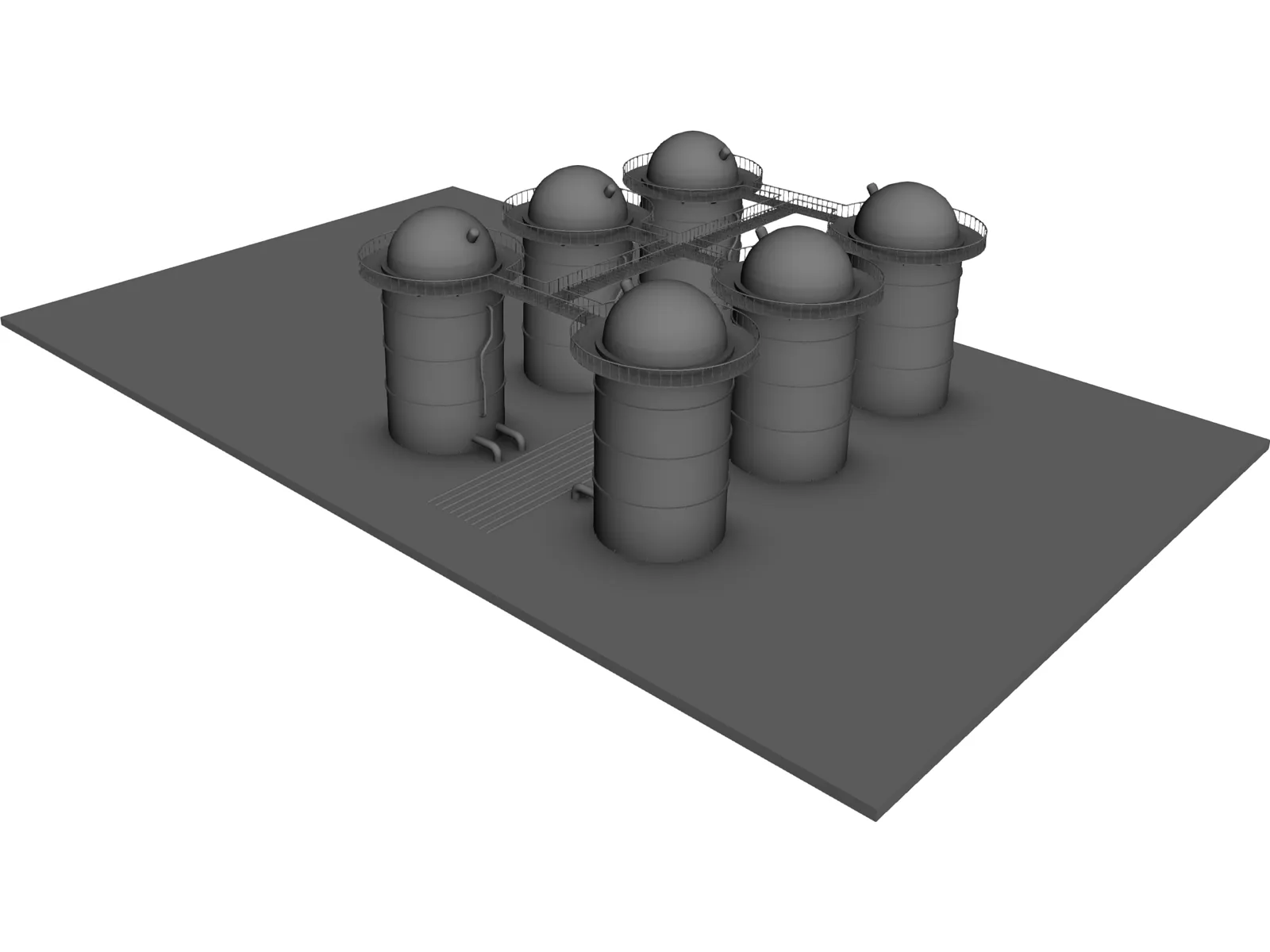 Silos Complex 3D Model main preview