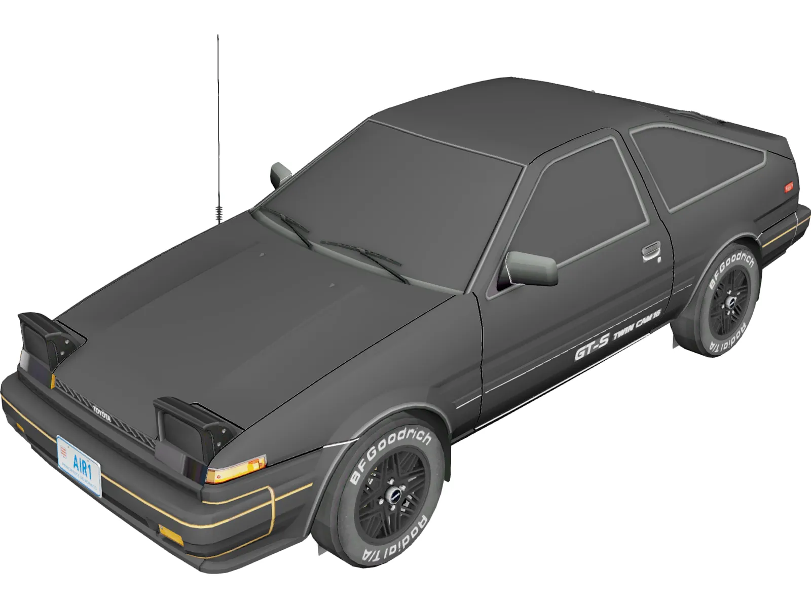 Toyota Corolla GT-S AE86 (1983) 3D Model main preview