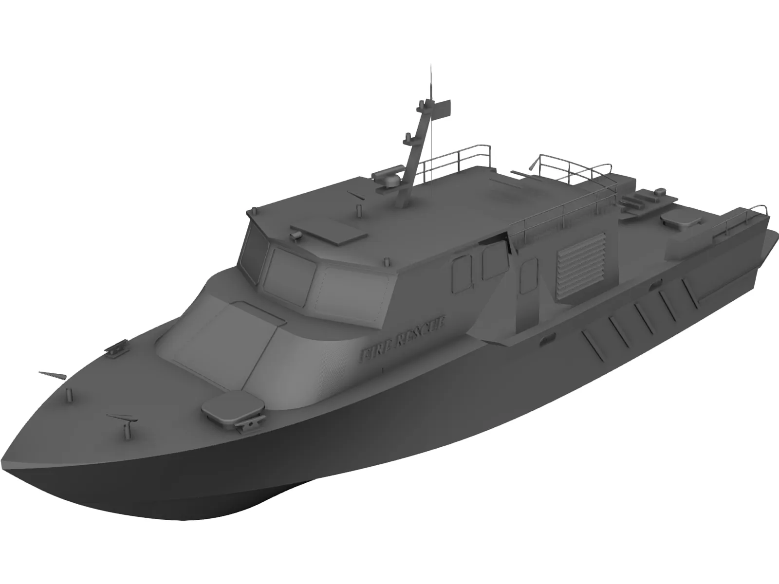 Fire Rescue Crew Boat 3D Model main preview
