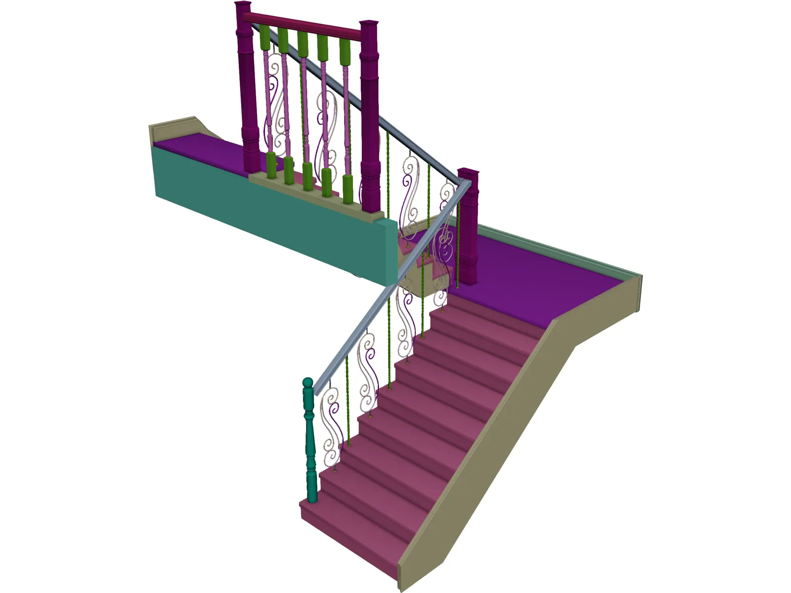 House Stairs 3D Model main preview