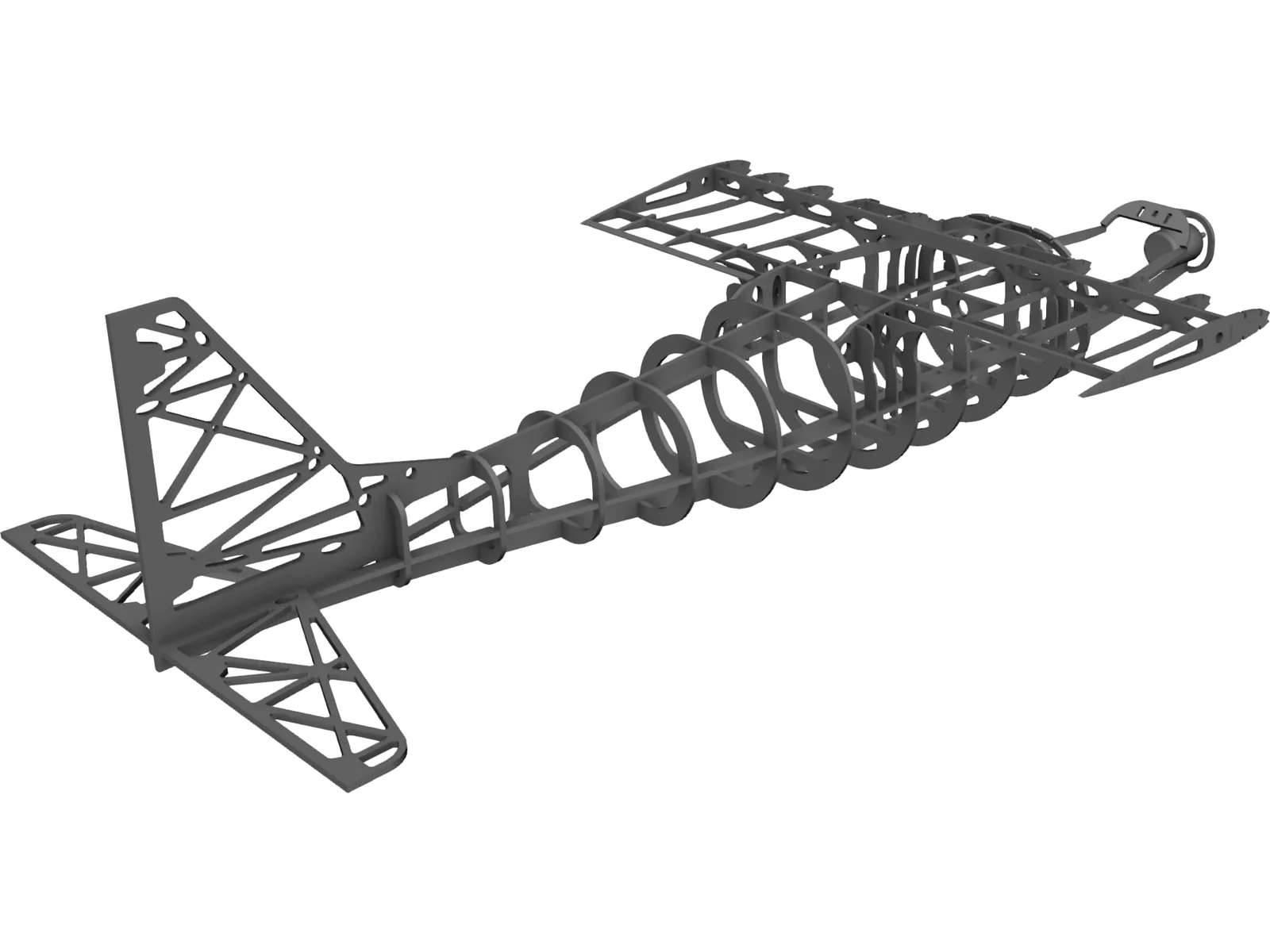 RC Glider Plane Balsa Frame 3D Model main preview
