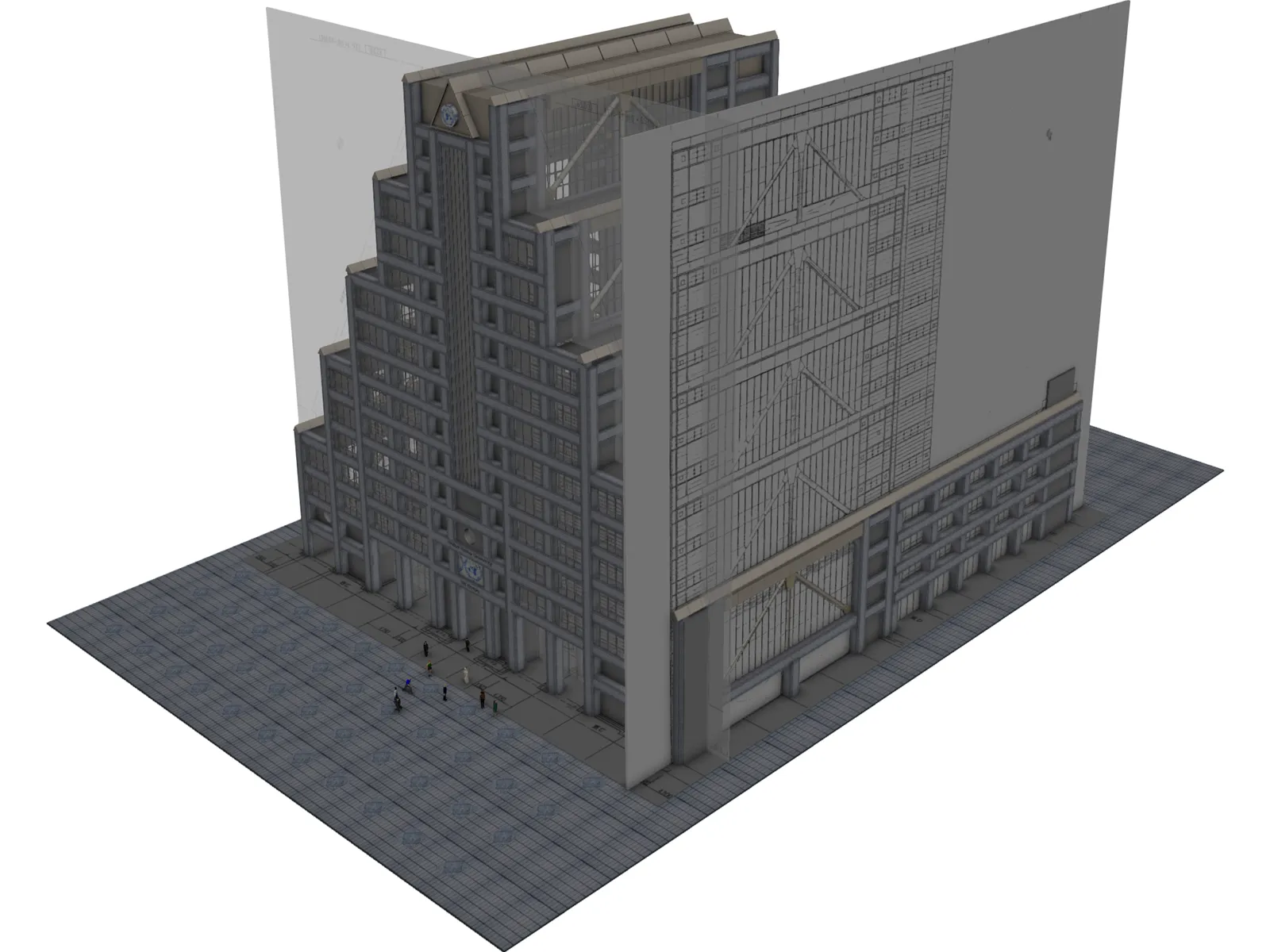 UNU Building Tokyo 3D Model main preview