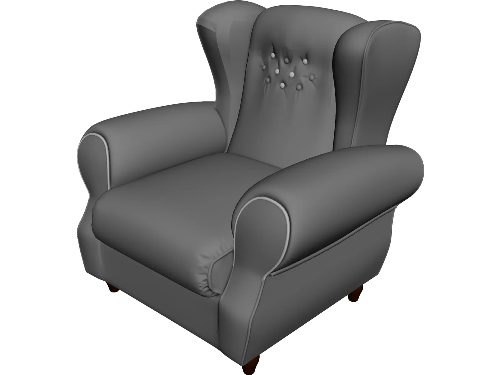 Armchair Old Fashioned 3D Model main preview