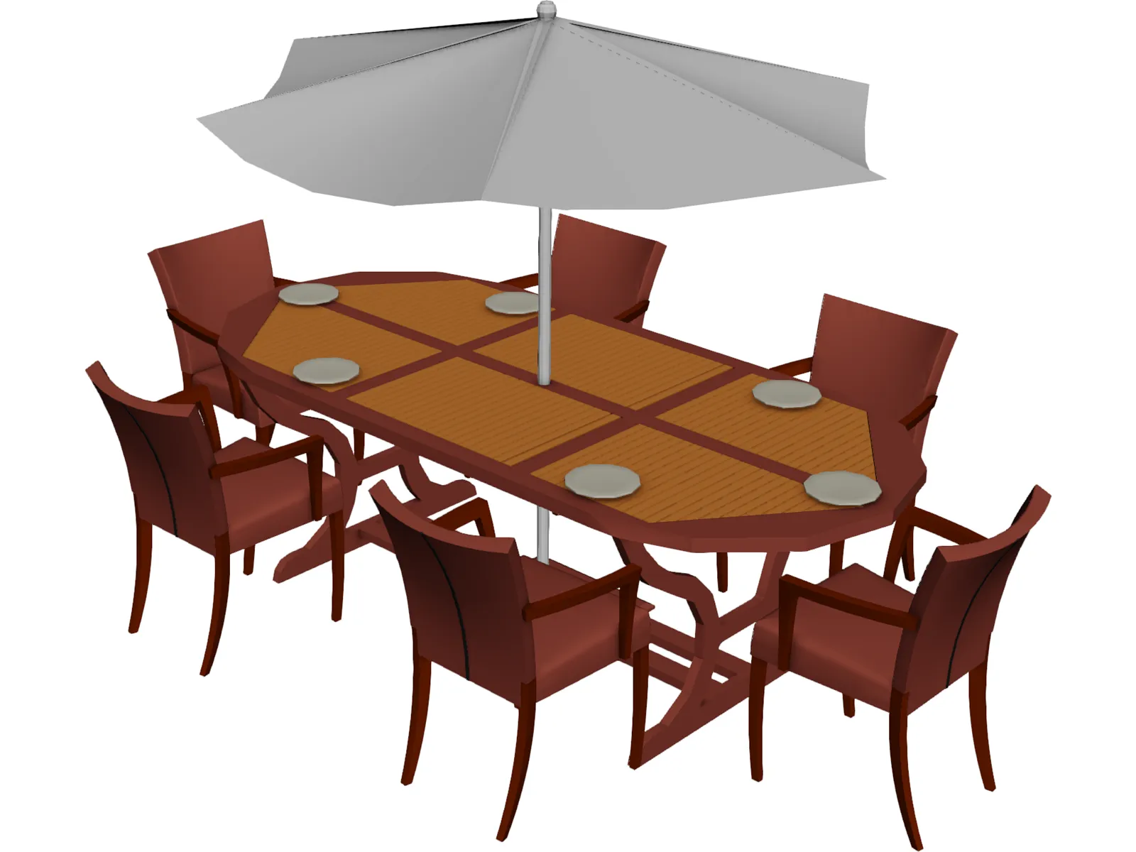 Picnic Table 3D Model main preview