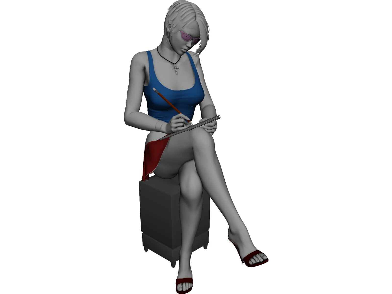 Woman Writing 3D Model main preview