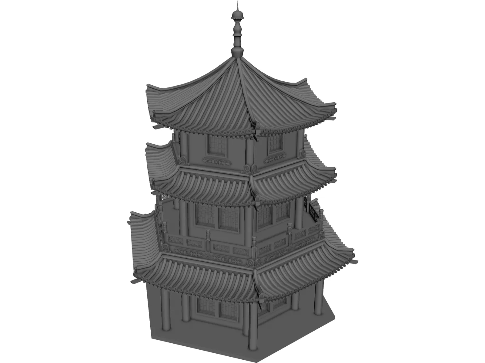 Pagoda 3D Model main preview