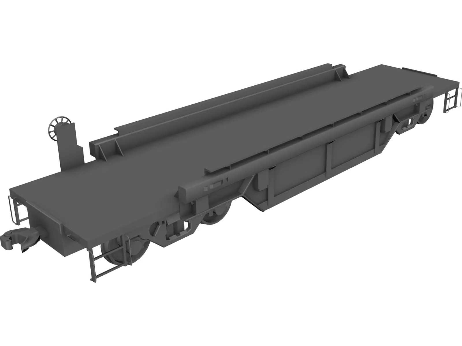 Flat Bed Train Carriage 3D Model main preview