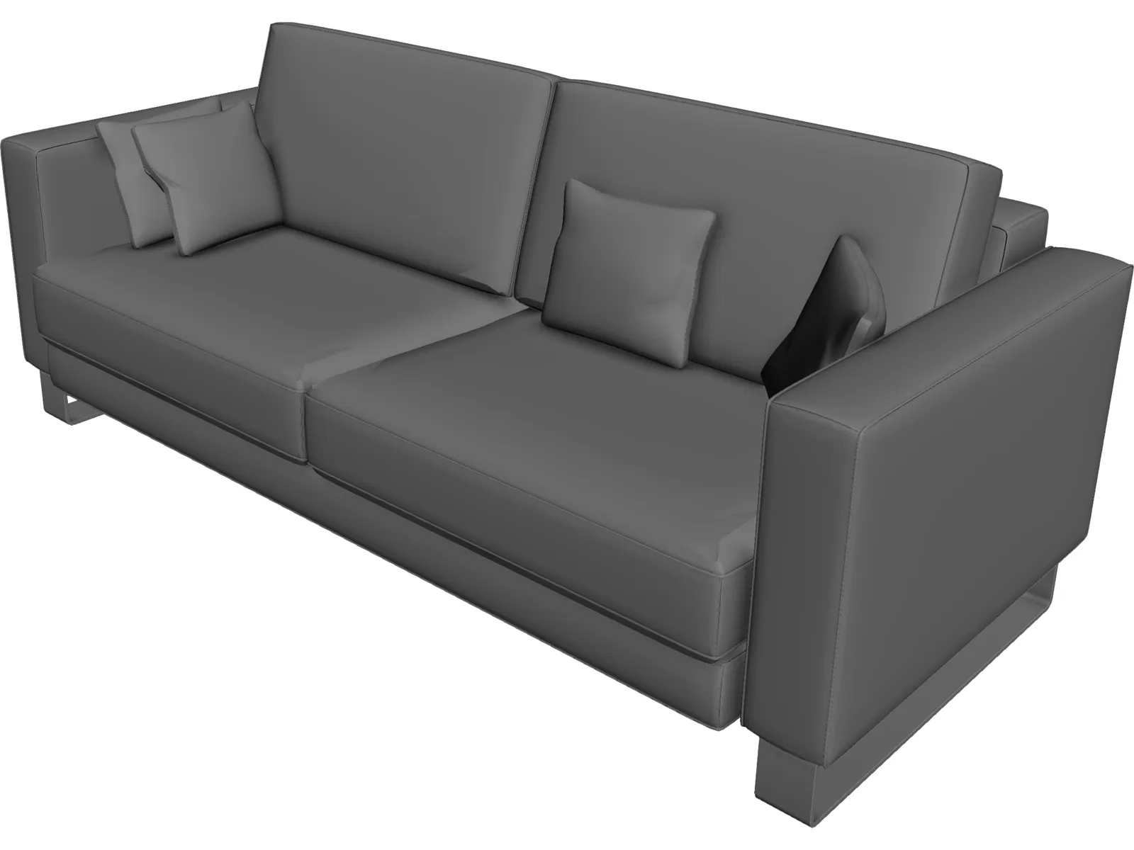 Sofa with Pillows 3D Model main preview