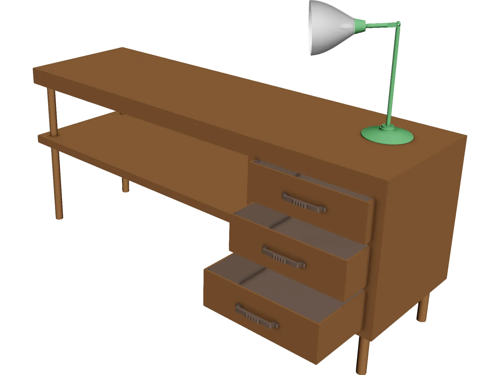 Table and Lamp 3D Model main preview