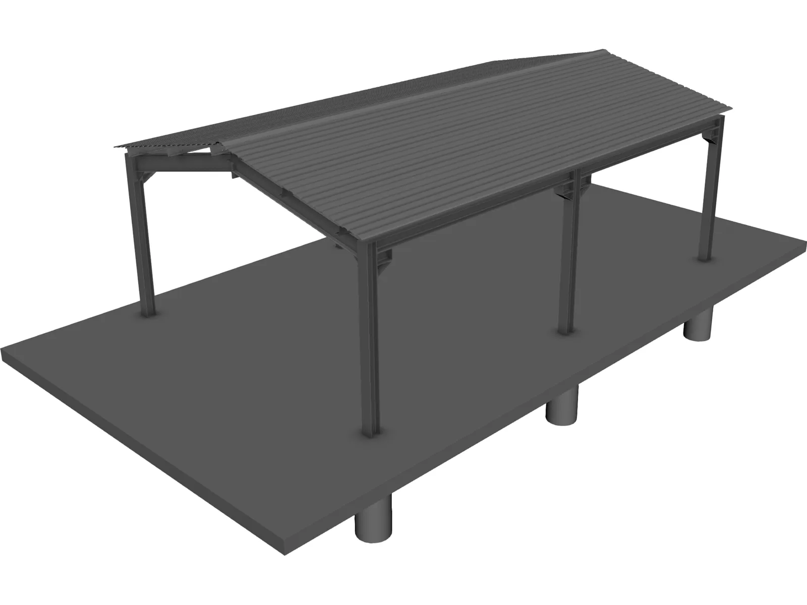 Carport Steeldeck 3D Model main preview