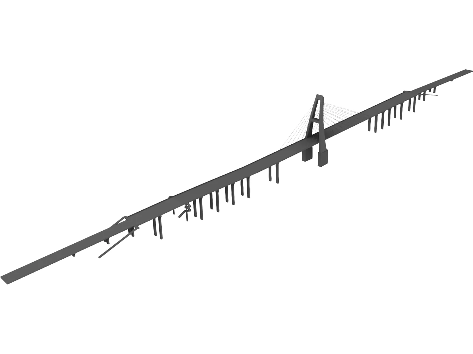 Cable Stayed Bridge 3D Model main preview
