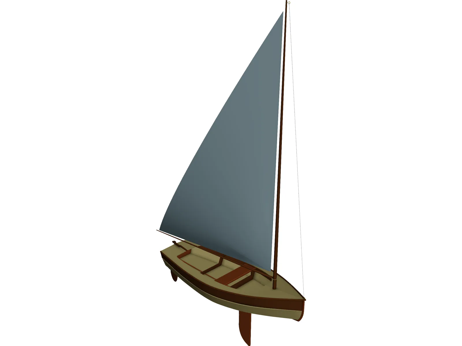 Wooden Sailboat 3D Model main preview