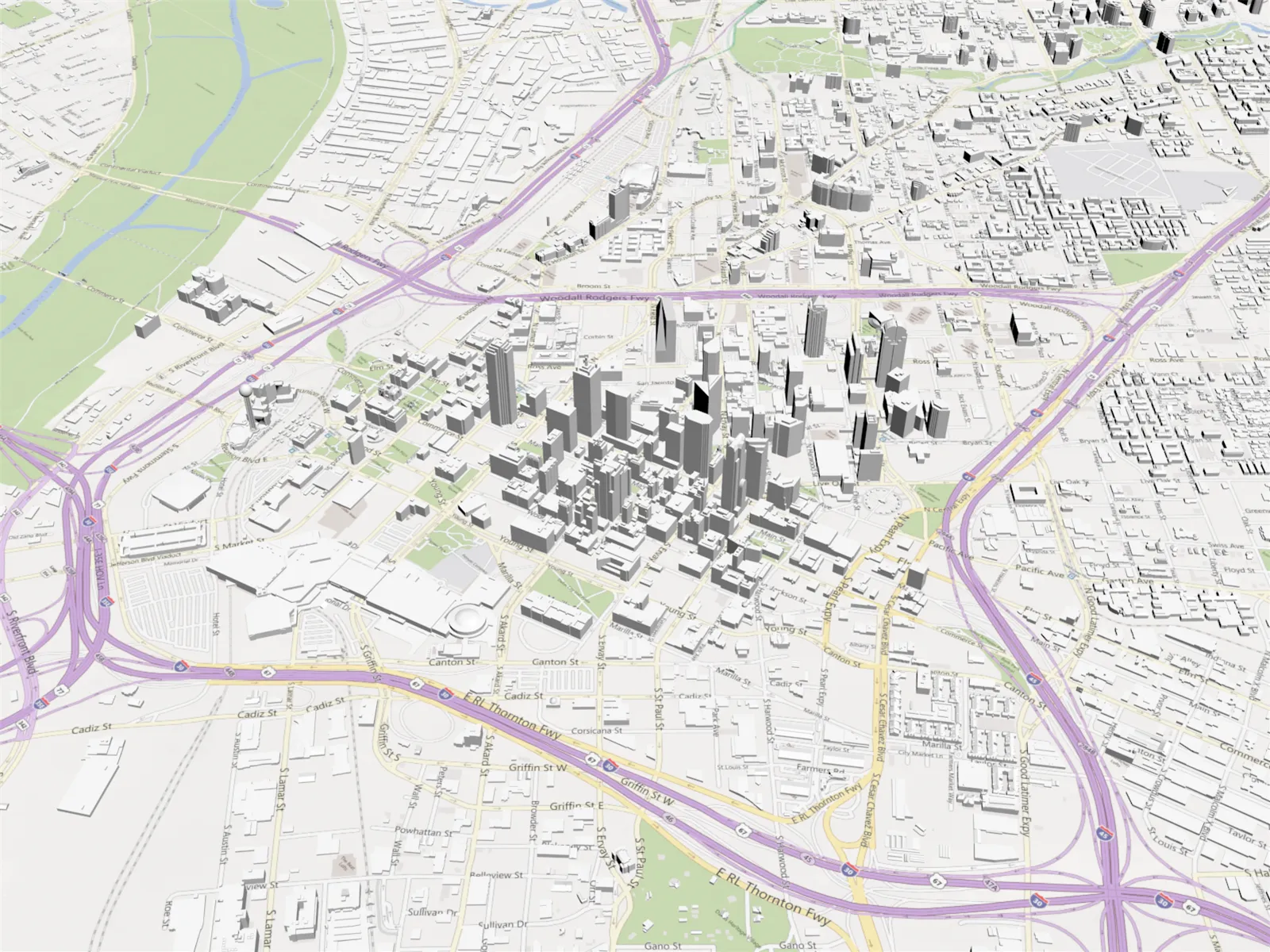 Dallas City Map 3D Model main preview