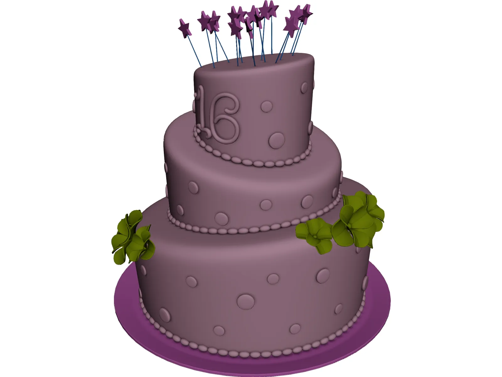 Cake Sweet 16 3D Model main preview