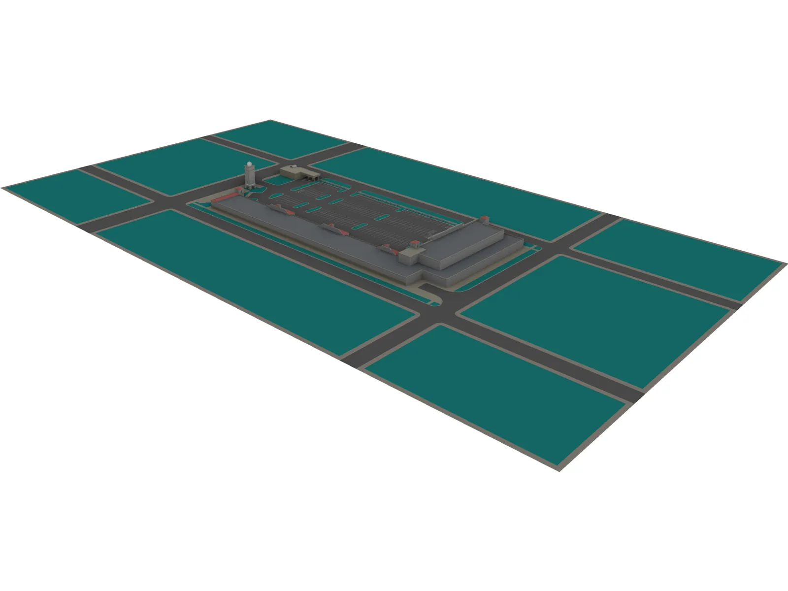 Colonial Hispanic Strip Mall 3D Model main preview