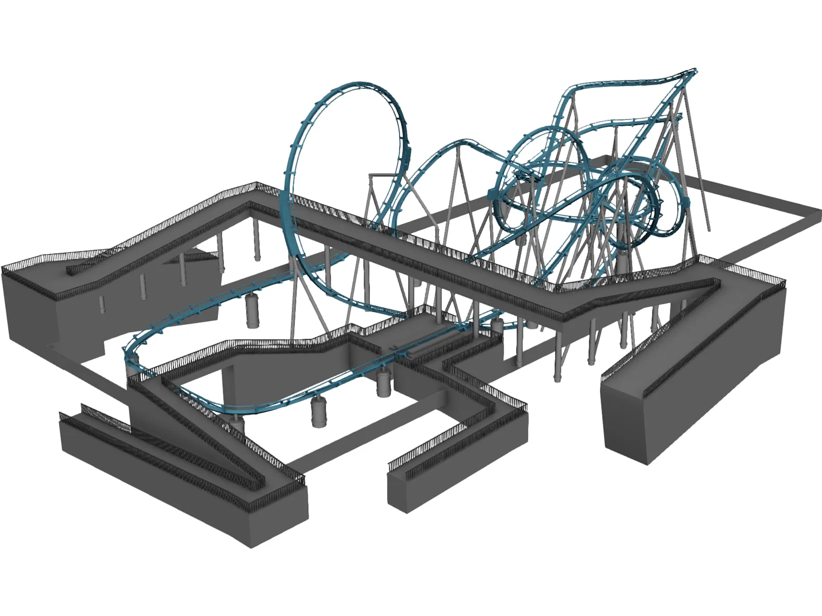 Roller Coaster 3D Model main preview