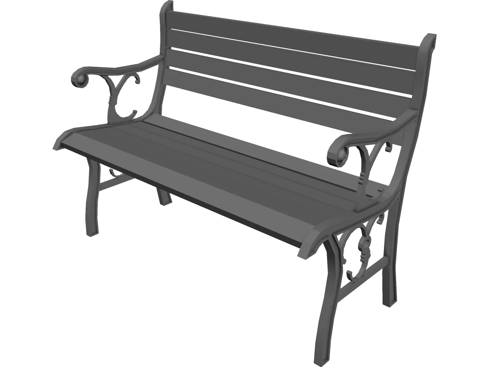 Wrought Iron Park Bench 3D Model main preview