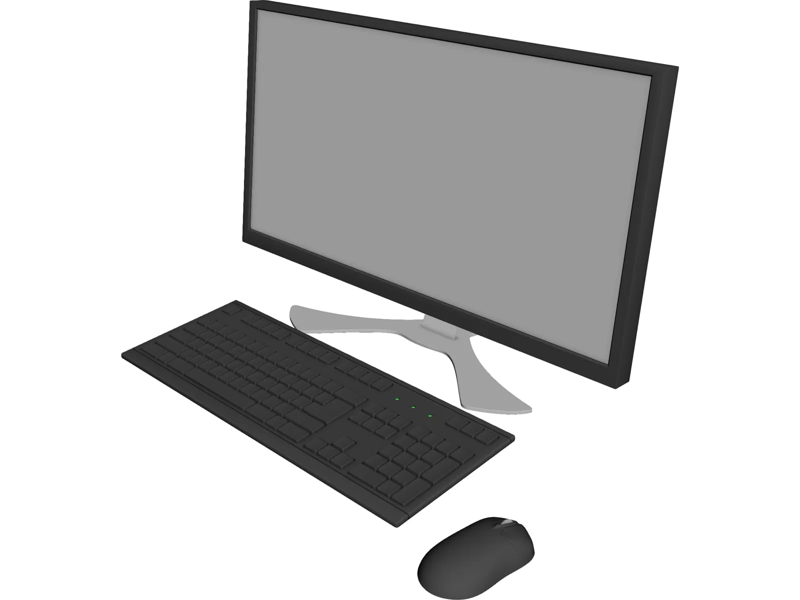 Monitor, Keyboard and Mouse 3D Model main preview