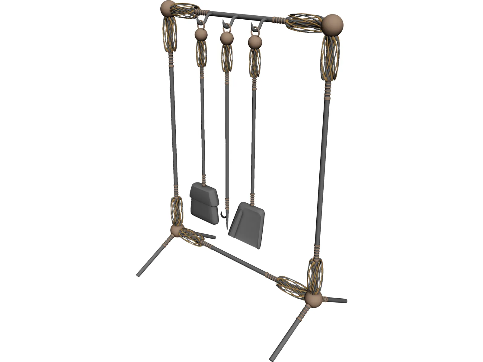 Fire Place Tools and Rack 3D Model main preview