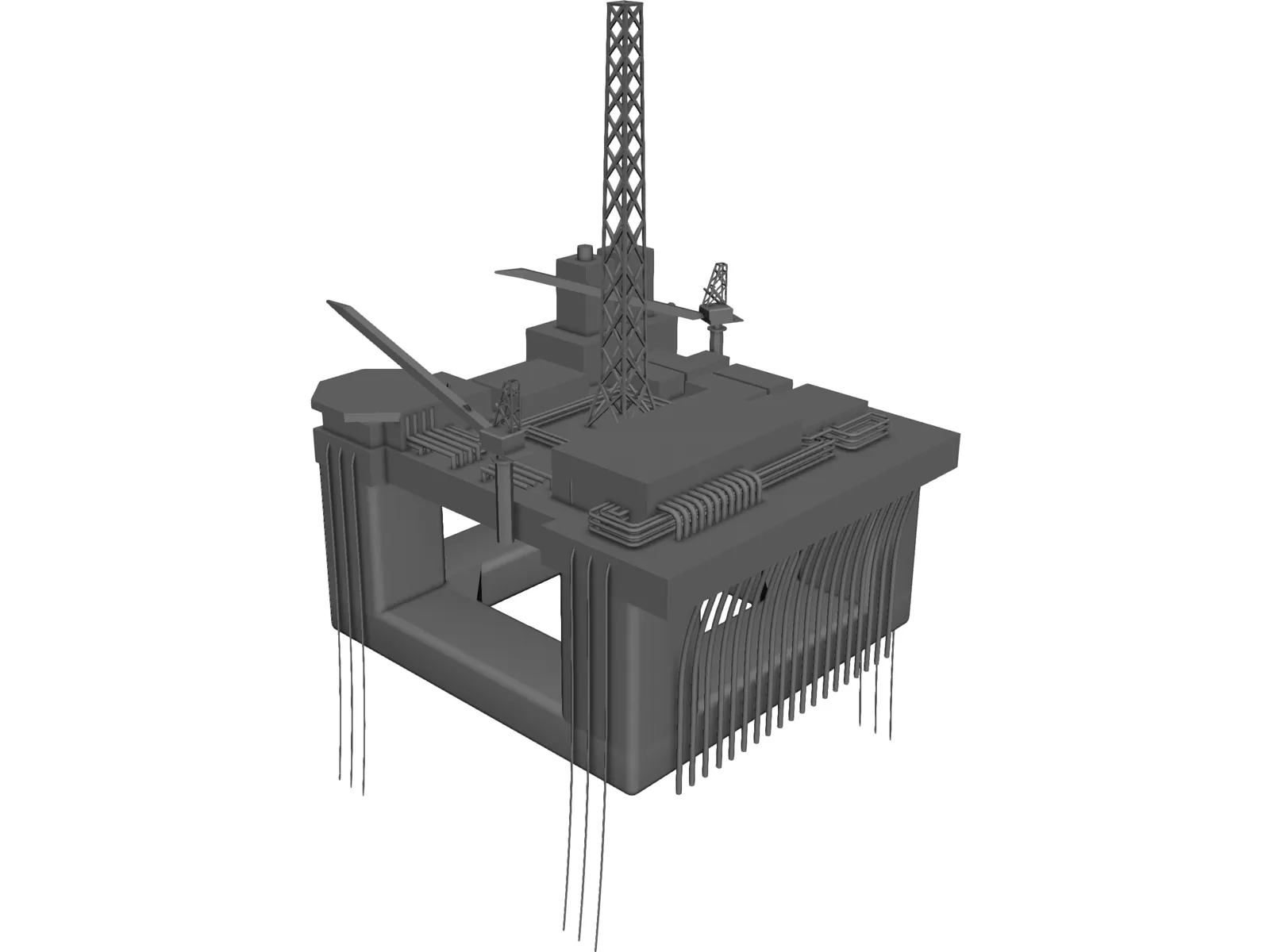 Oil Platform Troll C 3D Model main preview