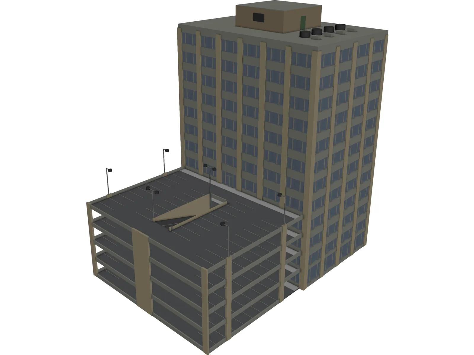 Building Mid-Rise and Parking 3D Model main preview