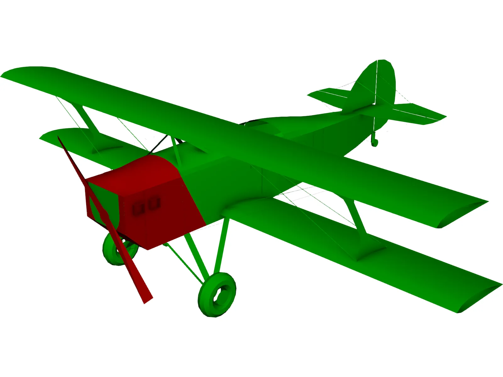 Biplane 3D Model main preview