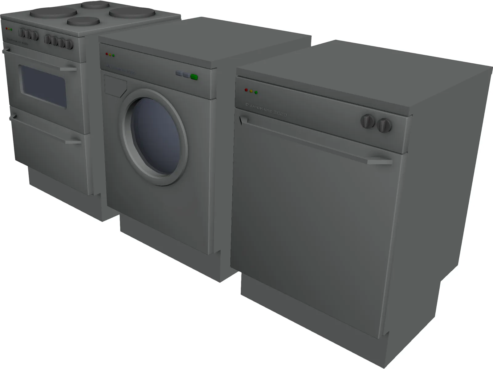 Stove, Washingmachine, Dishwasher 3D Model main preview
