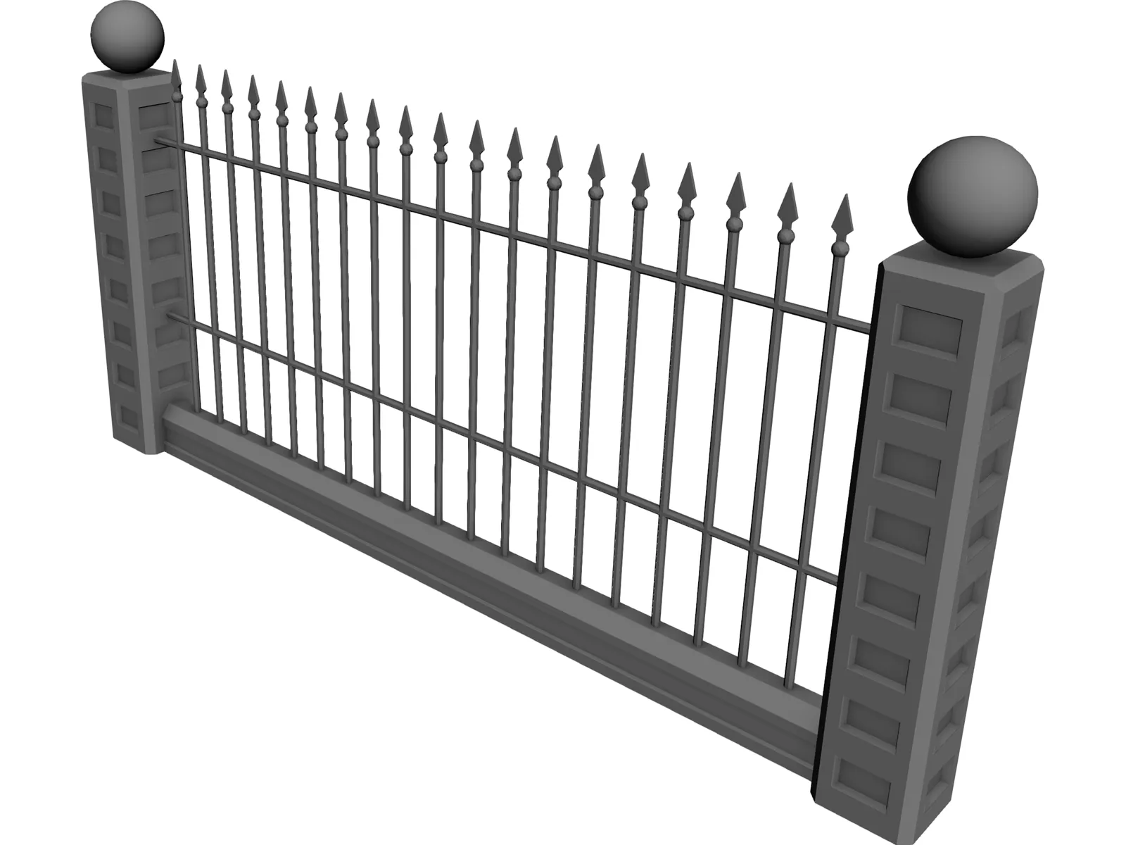 Spiked Wall 3D Model main preview