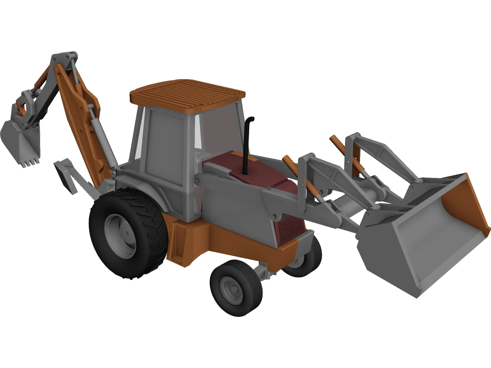 Loader Backhoe 3D Model main preview