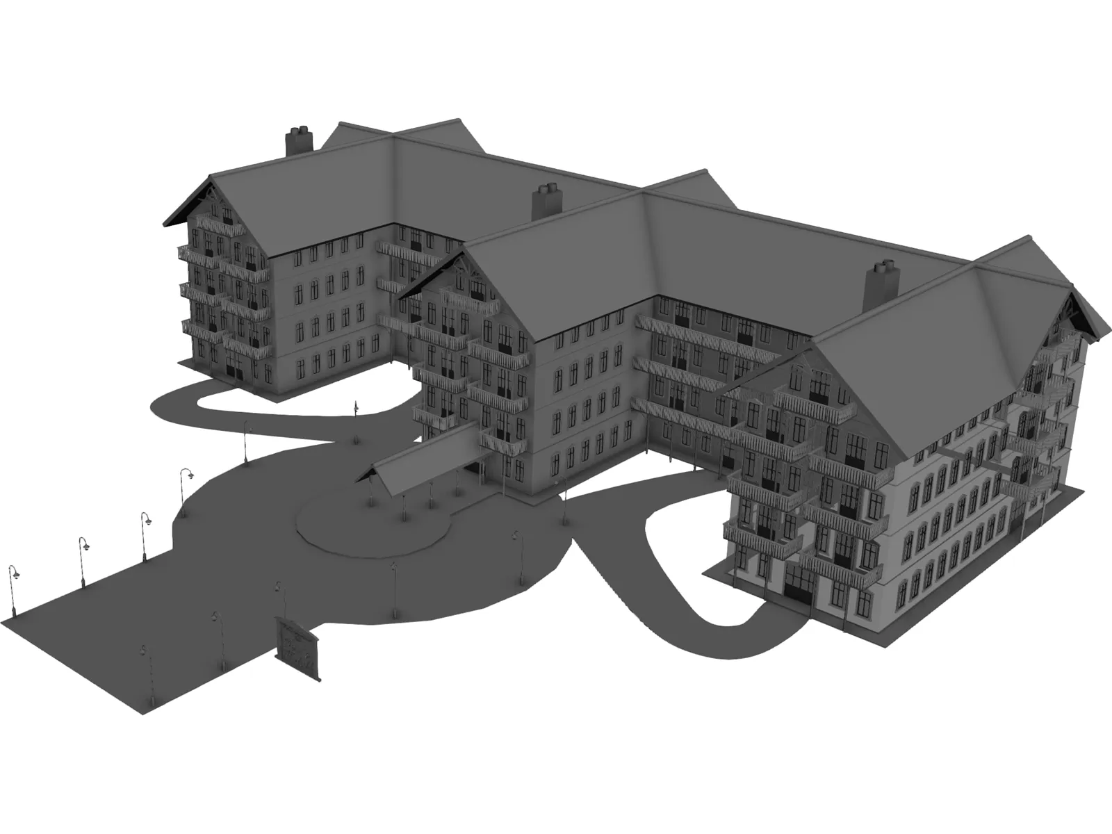 Hotel Classic Countryside 3D Model main preview