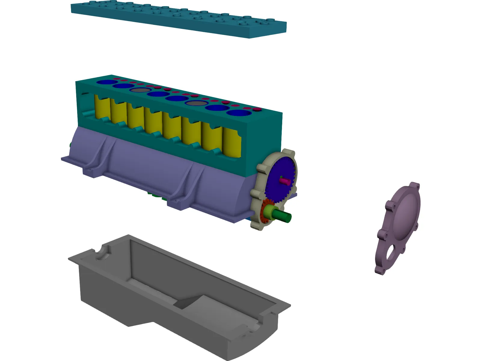 Flathead Straight 8 Engine 3D Model main preview