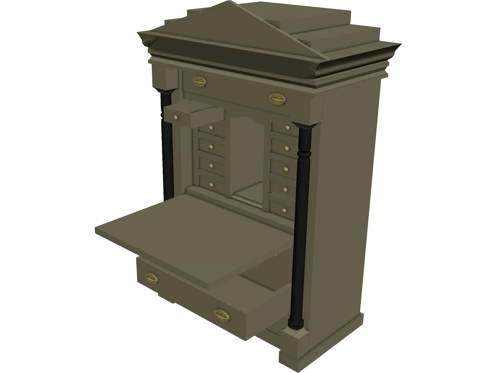 Bureau Biedermeier 3D Model main preview