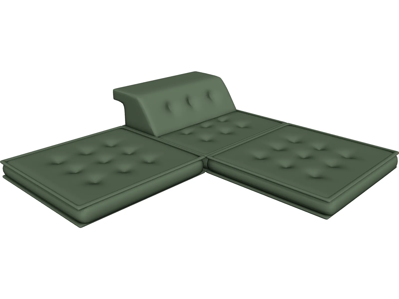Floor Futon and Pillows 3D Model main preview