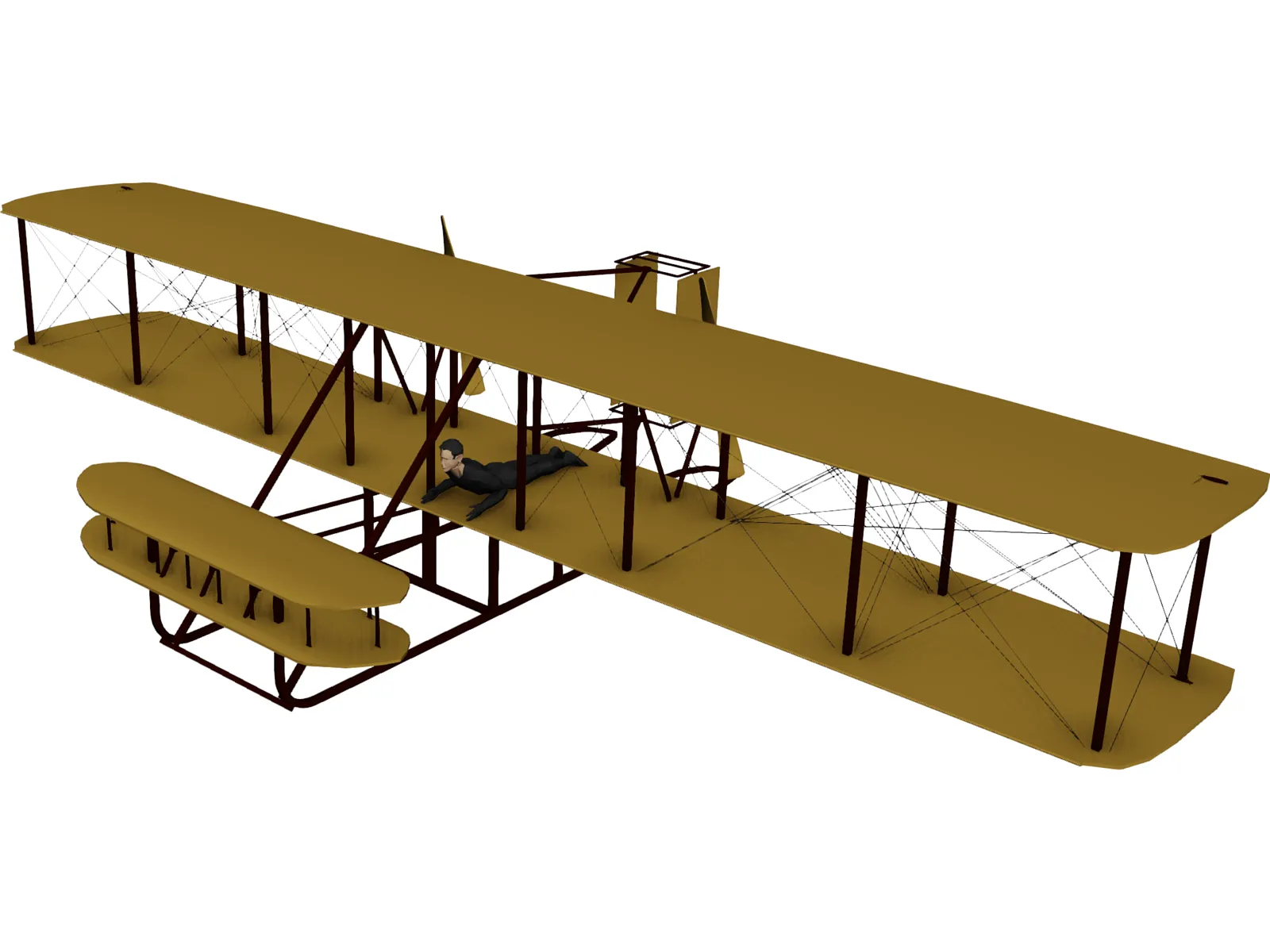 Wright Brothers Plane 3D Model main preview