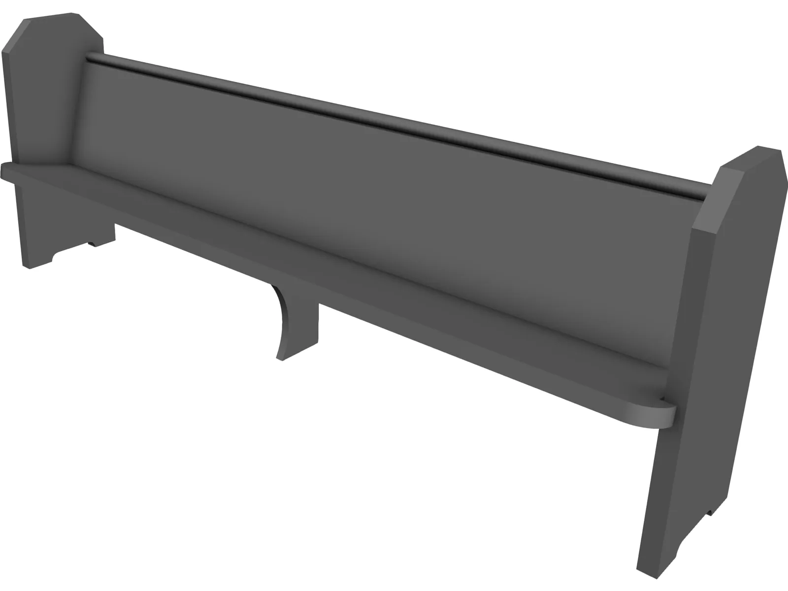 Church Pew Simple 3D Model main preview