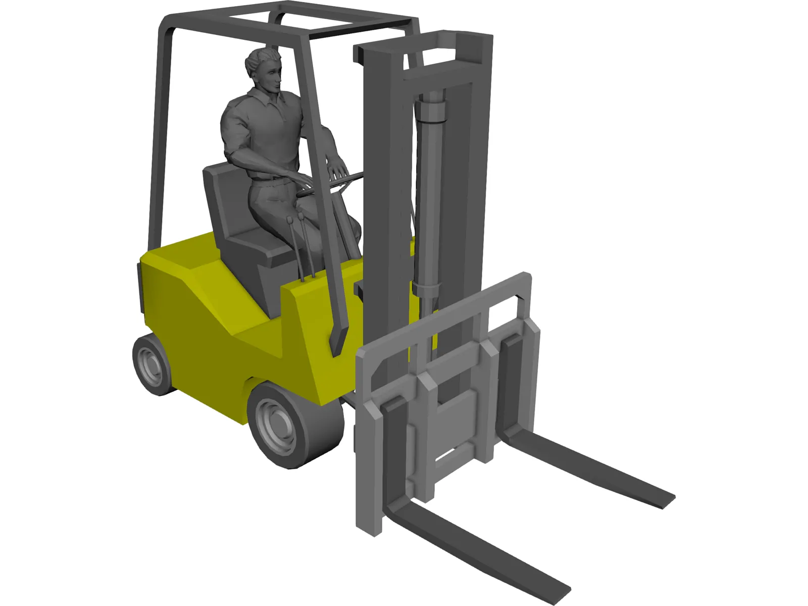Forklift with Operator 3D Model main preview