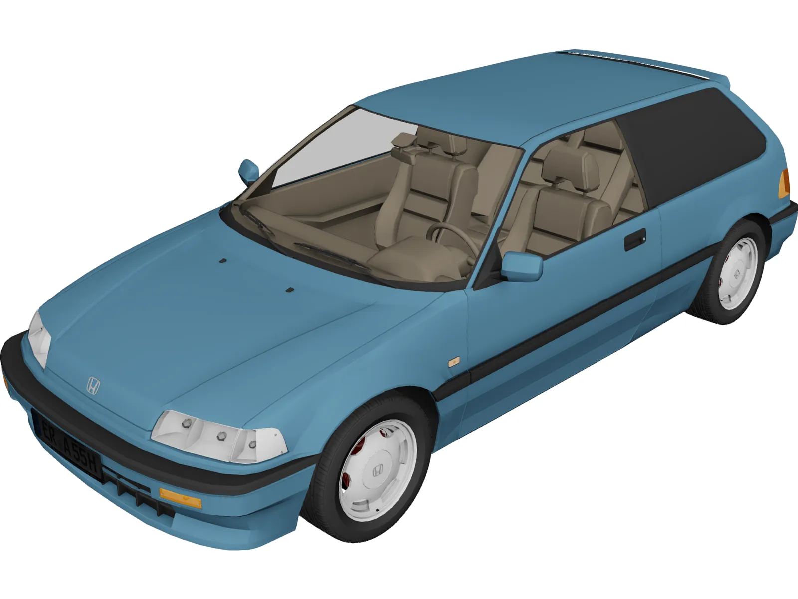 Honda Civic IV Hatchback (1987) 3D Model main preview