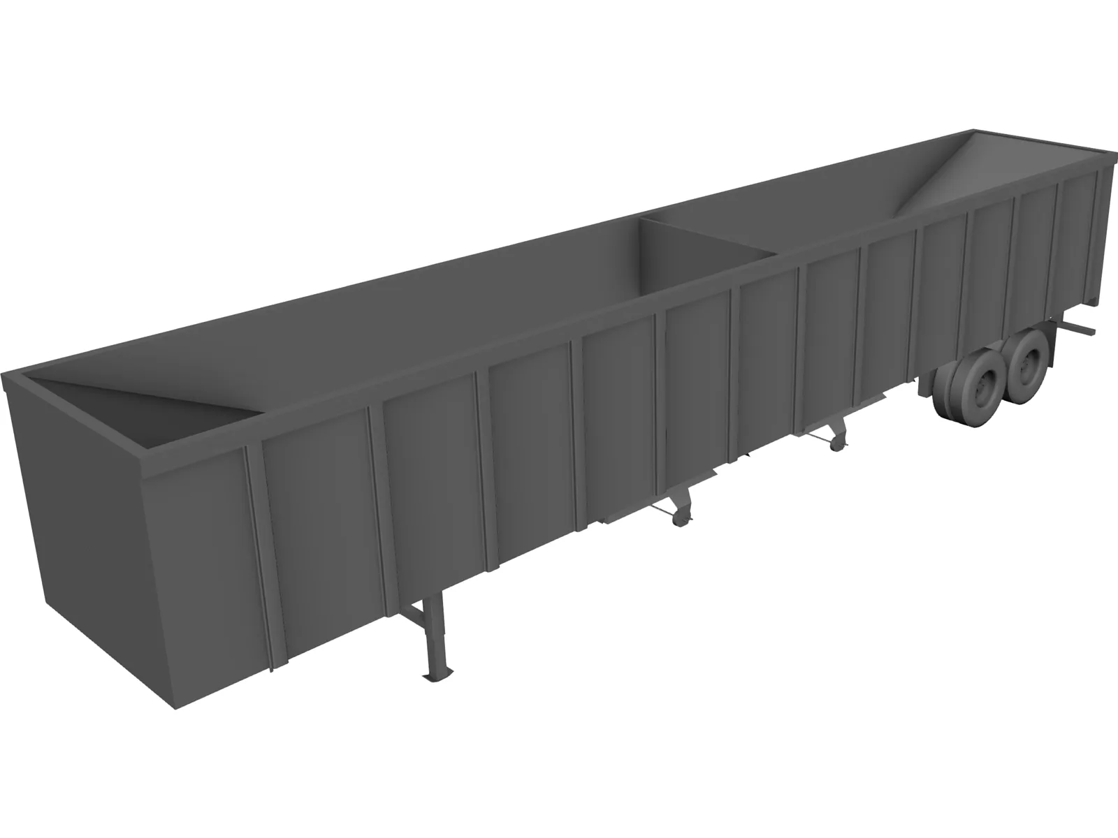 Hopper Bottom Trailer 3D Model main preview