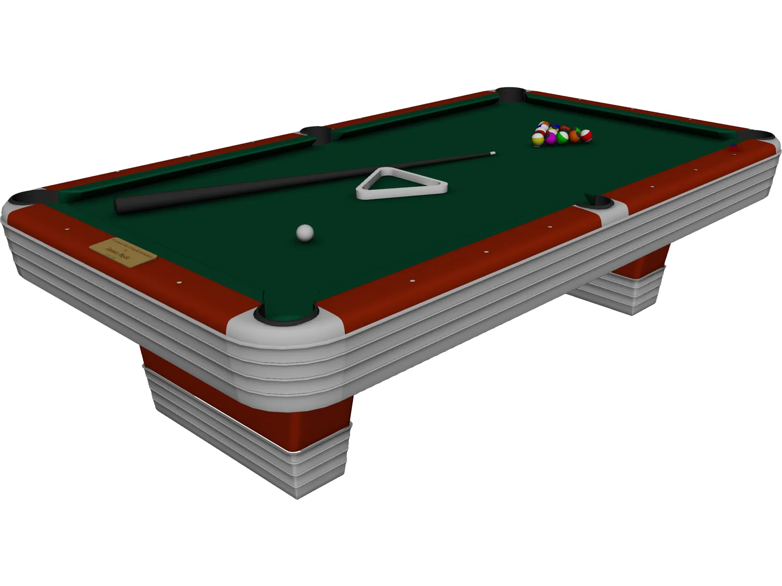 Pool Table 3D Model main preview